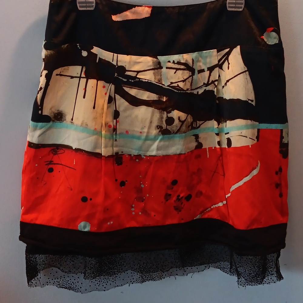 Aventures des toiles vintage silk blend graphic skirt 90s